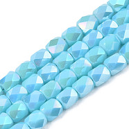 Electroplate Glass Beads Strands, AB Color Plated, Faceted, Column, Sky Blue, 5.5x5mm, Hole: 1.2mm, about 99pcs/strand, 21.85 inch(55.5cm)(EGLA-N002-13-A06)
