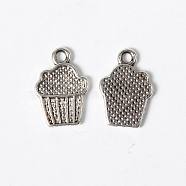 Tibetan Style Alloy Drink Charms, Cupcake, Cadmium Free & Nickel Free & Lead Free, Antique Silver Color, Size: about 16mm long, 11mm wide, 2mm thick, hole: 1.5mm(X-TIBEP-A100748-S-FF)