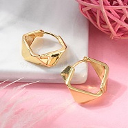 Brass Hoop Earrings, Polygon, Real 18K Gold Plated, 18.5x20x5.5mm(EJEW-S249-06G)