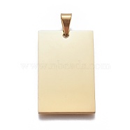 304 Stainless Steel Pendants, Rectangle, Stamping Blank Tag, Golden, 40x25x2mm, Hole: 5x7.5mm(STAS-F223-48G)