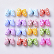 Resin Cabochons, Bowknot with Polka Dot Pattern, Mixed Color, 16x21x9mm(CRES-S306-016)