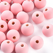 Acrylic Beads, Rubberized Style, Half Drilled, Round, Pink, 16mm, Hole: 3.5mm(OACR-S039-05-26)