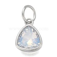304 Stainless Steel Cubic Zirconia Pendant, Triangle, Stainless Steel Color, WhiteSmoke, 12.5x9.5x5mm, Hole: 5mm(ZIRC-P080-B05)
