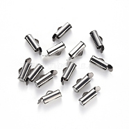 304 Stainless Steel Slide On End Clasp Tubes, Slider End Caps, Stainless Steel Color, 6x10x4mm, Hole: 3x1.5mm, Inner Diameter: 3mm(X-STAS-S115-01C-P)
