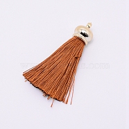 Polyester Tassel Big Pendants, with Plastic Findings, Saddle Brown, 67x15.3mm, Hole: 3mm(FIND-WH0062-02C)