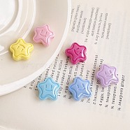 Opaque Acrylic Bead, Star with Smile, Mixed Color, 18.3x18.2x10mm, Hole: 3.8mm(X-OACR-H028-B02)