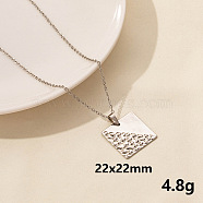 304 Stainless Steel Square Pendant Necklaces, Cable Chain Necklaces(ZZ2902-7)