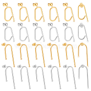 20Pairs 4 Styles 304 Stainless Steel Stud Earring Findings, with Loop & Ear Nuts/Earring Backs, Golden & Stainless Steel Color, 24x12x1.5mm, 37x15x1.5mm, Hole: 1.5mm, Pin: 0.8mm, 5pairs/style(STAS-DC0007-34)
