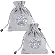 2Pcs Star Pattern Tarot Card Storage Bag, Velvet Tarot Drawstring Bags, for Witchcraft Wiccan Altar Supplies, Rectangle, Dark Gray, 180x140mm(TP-CN0001-08A)