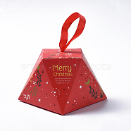 Christmas Gift Boxes, with Ribbon, Gift Wrapping Bags, for Presents Candies Cookies, Red, 8.1x8.1x6.4cm(X-CON-L024-E06)