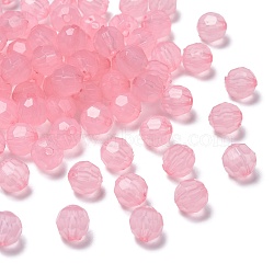 Transparent Acrylic Beads, Imitation Jade, Milk Pink, Faceted Round, 8mm in diameter, hole: 1mm, about 1800pcs/500g(DB8MM04)