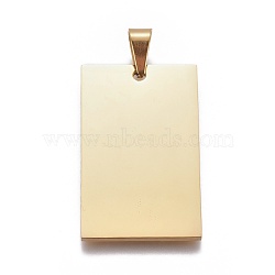 304 Stainless Steel Pendants, Rectangle, Stamping Blank Tag, Golden, 40x25x2mm, Hole: 5x7.5mm(STAS-F223-48G)