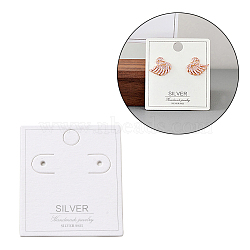 100Pcs Paper Jewelry Clip-on Earring Display Cards, Rectangle, White, 4.3x3.8x0.05cm, Hole: 1.5~6mm(CDIS-NH0001-01A)