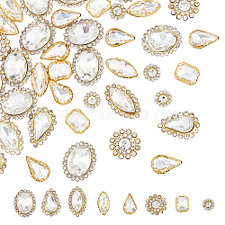 160Pcs 8 Style Sew on Rhinestone, Transparent Glass Rhinestone, with Iron Prong Settings, Faceted, Teardrop & Horse Eye & Rectangle Octagon & Flower & Oval, Crystal, 8~20x8~14x4~7mm, Hole: 0.9~1.2mm, 20pcs/style(RGLA-HY0001-01)