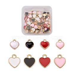 Alloy Enamel Charms, Heart, Light Gold, Mixed Color, 12x10x2mm, Hole: 2mm, 200pcs/box(ENAM-BT0001-03LG)