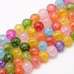 Synthetic Crackle Quartz Round Beads Strands, Dyed & Heated, Mixed Color, 6mm, Hole: 1mm, about 73pcs/strand, 16.14 inch(X-G-L155-6mm-01)