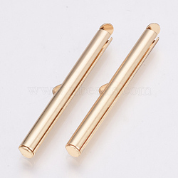 Brass Slide On End Clasp Tubes, Slider End Caps, Light Gold, 6x40x4mm, Hole: 1x3mm, Inner Diameter: 3mm(X-KK-Q747-11I-KC)