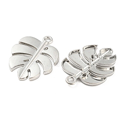 Alloy Pendants, Cadmium Free & Lead Free, Monstera Leaf Charm, Platinum, 42.5x32x3mm, Hole: 3.2mm, about 170pcs/1000g(TIBE-P001-11P)