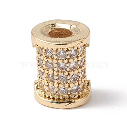Eco-Friendly Rack Plating Brass Micro Pave Cubic Zirconia Beads, Long-Lasting Plated, Lead Free & Cadmium Free, Column, Real 18K Gold Plated, 7.5x6mm, Hole: 2.5mm(KK-F835-24B-G)