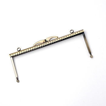 Iron Purse Frame Handle, for Bag Sewing Craft Tailor Sewer, Antique Bronze, 8.5x20x1.3cm, Hole: 1.5mm and 6.5mm