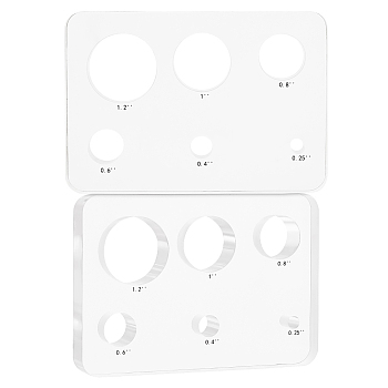 Acrylic Doll Eye Measure Tool, Doll Eyeball Gauge Board, Clear, Rectangle, 79x114x12mm, Hole: 6.5mm/10mm/15mm/20.5mm/25.5mm/30mm