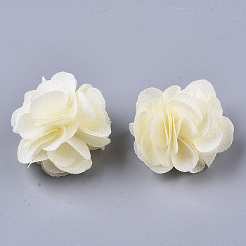 Polyester Fabric Flowers, for DIY Headbands Flower Accessories Wedding Hair Accessories for Girls Women, Champagne Yellow, 34mm