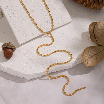 304 Stainless Steel Oval Ball Chain Y Necklaces for Women, Ion Plating(IP), Cadmium Free & Nickel Free & Lead Free, Golden, 15.87 inch(40.3cm)