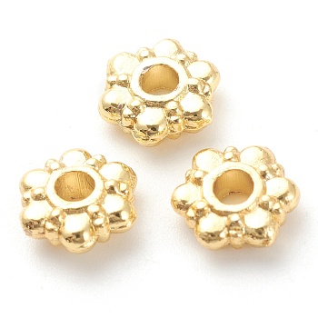 Rack Plating Alloy Spacer Beads, Lead Free & Cadmium Free, Long-Lasting Plated, Flower, Real 18K Gold Plated, 7.5x8x2.5mm, Hole: 2mm