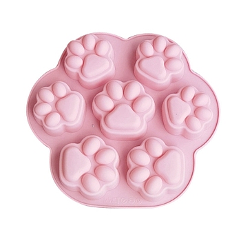 Paw Print DIY Silicone Molds, Fondant Molds, Resin Casting Molds, for Chocolate, Candy, UV Resin & Epoxy Resin Craft Making, Pearl Pink, 192x205x25mm