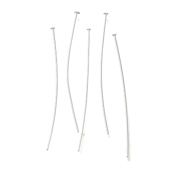 Brass Flat Head Pins, Lead Free & Cadmium Free, 925 Sterling Silver Plated, 45x0.7mm, Head: 2mm