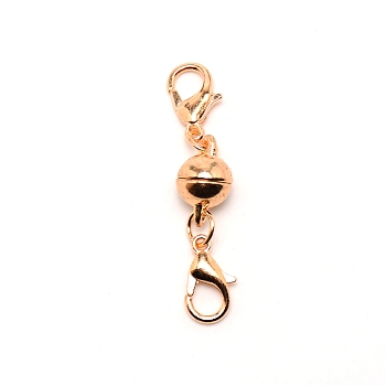 Alloy Magnetic Clasps, with Lobster Claw Clasps, Round, Golden, 40mm
