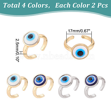 8Pcs 4 Colors Resin Evil Eye Open Cuff Rings Set(RJEW-AR0002-03)-2