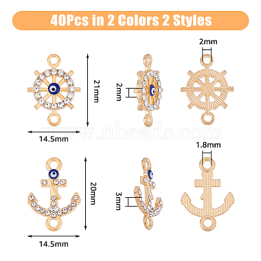 40 pcs 4 styles thème nautique alliage mauvais œil émail connecteur charmes(FIND-DC0004-26)-2