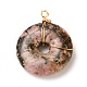 Donut/Pi Disc Natural Gemstone Pendants(PALLOY-JF00508)-3