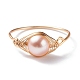 Natural Round Shell Pearl Beads Finger Ring(RJEW-JR00412)-2