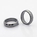 Faceted Magnetic Synthetic Hematite Finger Rings, Black, 19mm(RJEW-J005-04B)