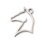 Animal Theme 304 Stainless Steel Pendants, Stainless Steel Color, Hollow, Horse, 15x11x1mm, Hole: 1.5mm(STAS-D213-02C-P)