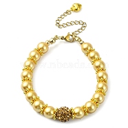 Glass Imitation Pearl Beaded Bracelets for Women, Gold, 7-1/8 inch(18cm)(BJEW-JB10034-05)