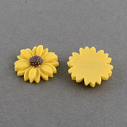 Flatback Hair & Costume Accessories Ornaments Scrapbook Embellishments Resin Flower Daisy Cabochons, Gold, 22x6mm(CRES-Q103-03)
