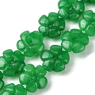 Dyed Natural Malaysia Jade Beads Strands, Flower, 14x14x5.5mm, Hole: 1.2mm, about 29pcs/strand, 14.80''(37.6cm)(G-H023-B18-01)