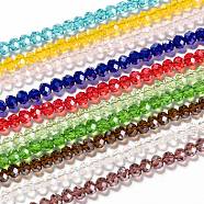 Electroplate Glass Beads Strands, Pearl Luster Plated, Faceted, Rondelle, Mixed Color, 4x3mm, Hole: 0.4mm, about 145pcs/strand, 18.90''(48cm)(EGLA-X0007-01C-4mm)