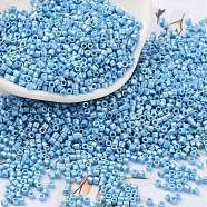 Baking Paint Glass Seed Beads, Cylinder, Sky Blue, 2x1.5mm, Hole: 1mm, about 50398pcs/pound(SEED-S042-15B-28)