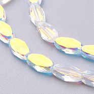 Glass Imitation Austrian Crystal Beads, Faceted Oval, Clear, 10x6x3.2mm, Hole: 0.8mm(GLAA-O019-02)