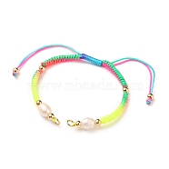 Braided Nylon Cord Bracelet Making, with 304 Stainless Steel Open Jump Rings, Round Brass Beads and Pearl Beads, Colorful, Single Chain Length: about 6-3/4 inch(17cm)(AJEW-JB00764-05)