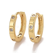 Clear Cubic Zirconia Hoop Earrings, Brass Hinged Earrings for Women, Lead Free & Cadmium Free, Real 18K Gold Plated, 12.5x2mm, Pin: 0.7mm(EJEW-E262-01G)