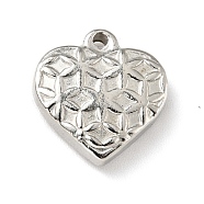 201 Stainless Steel Machine Polishing Charms, Heart, Stainless Steel Color, 12.5x12x3mm, Hole: 1.2mm(STAS-G261-23P)