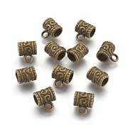 Tibetan Style Alloy Tube Bails, Loop Bails, Lead Free & Cadmium Free, Bail Beads, Column, Antique Bronze, 9x7mm, Hole: 2.5mm(K095T071)