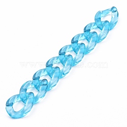 Handmade Transparent Acrylic Curb Chains, Unwelded, Sky Blue, 39.37 inch(100cm), Link: 23x17x4.5mm, 1m/strand(AJEW-JB00833-01)