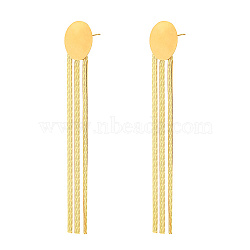 Titanium Steel Stud Earrings, Chains Tassel Earrings, Real 18K Gold Plated, 60x9mm(TI9508-1)