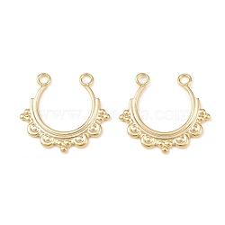 304 Stainless Steel Pendants, Arch, Real 24K Gold Plated, 23x25x1.5mm, Hole: 2.2mm(STAS-A129-13A-G)